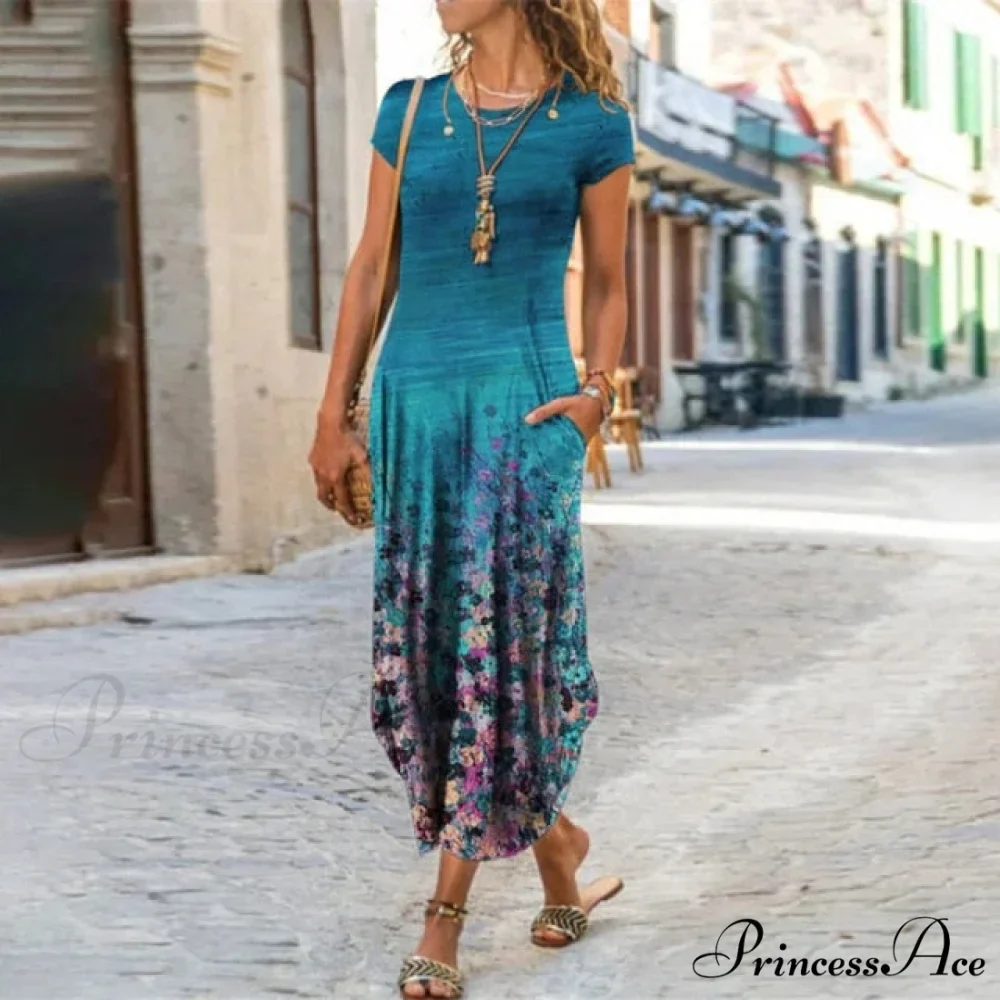 Short Sleeve Bohemian Long Dresses - Image 5