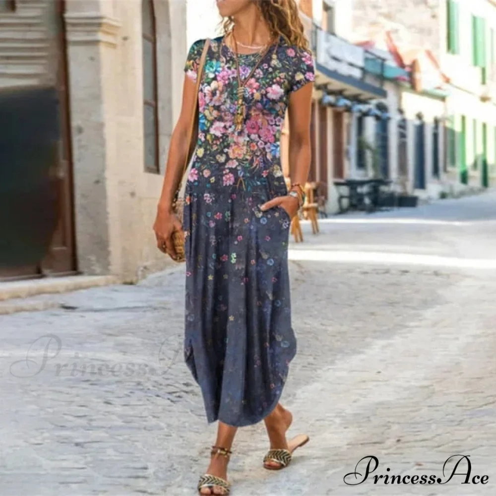 Short Sleeve Bohemian Long Dresses - Image 6
