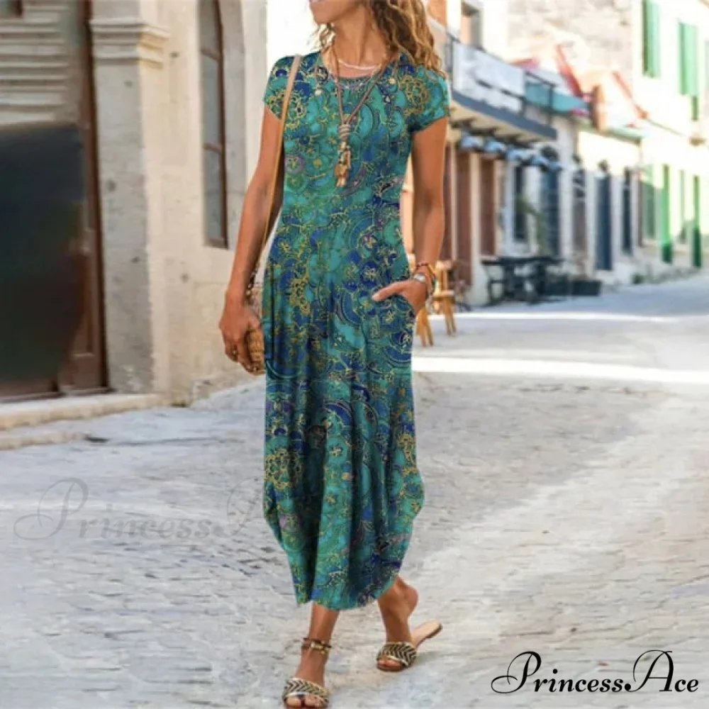 Short Sleeve Bohemian Long Dresses - Image 7
