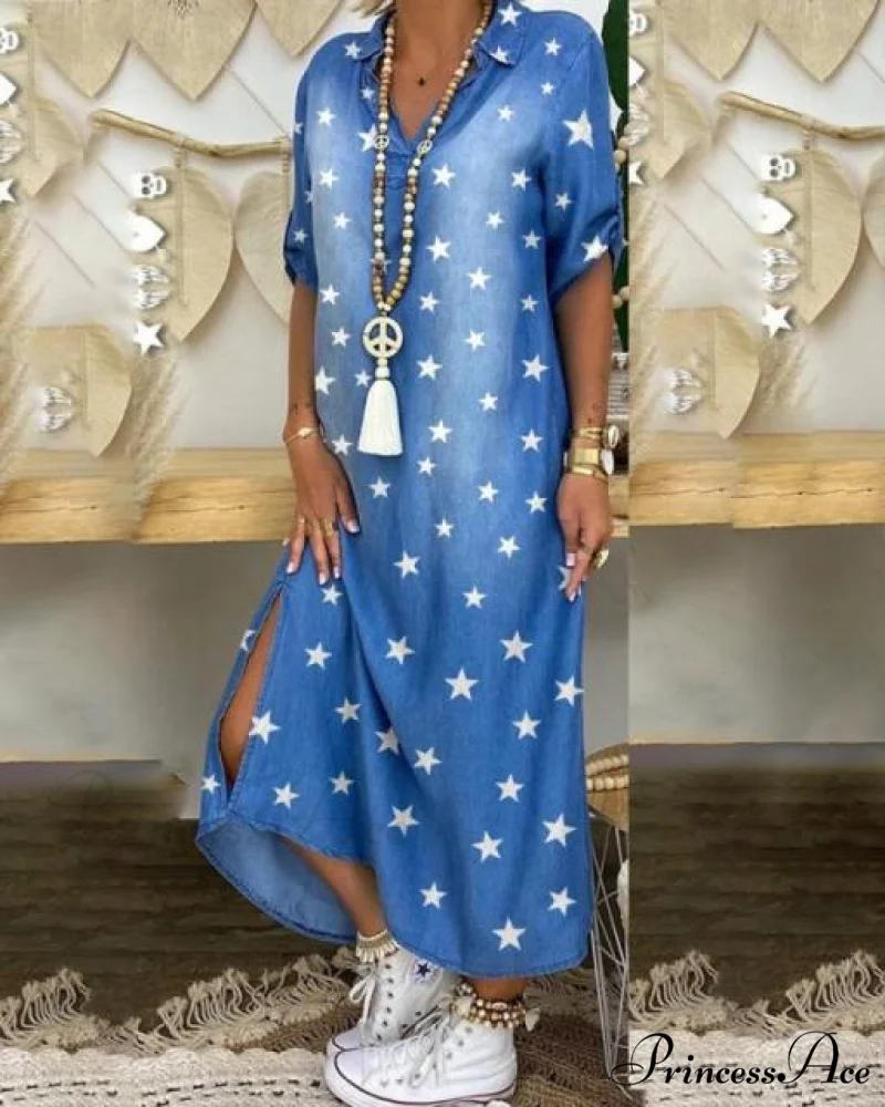 Long Sleeve Shirt Denim Long Dress - Image 12
