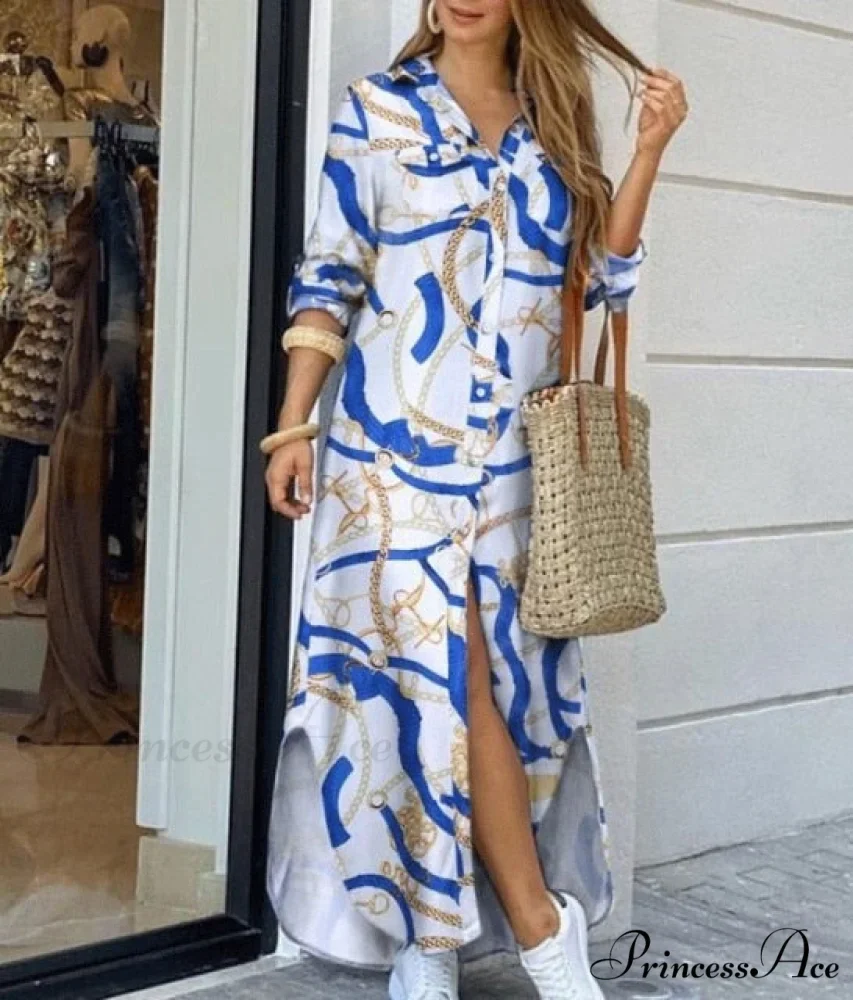Long Sleeve Shirt Denim Long Dress - Image 15