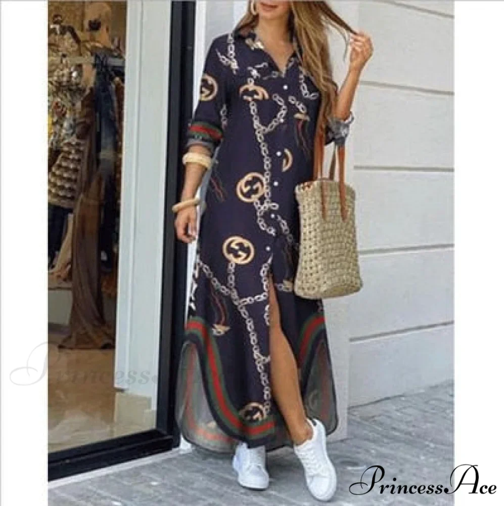 Long Sleeve Shirt Denim Long Dress - Image 18