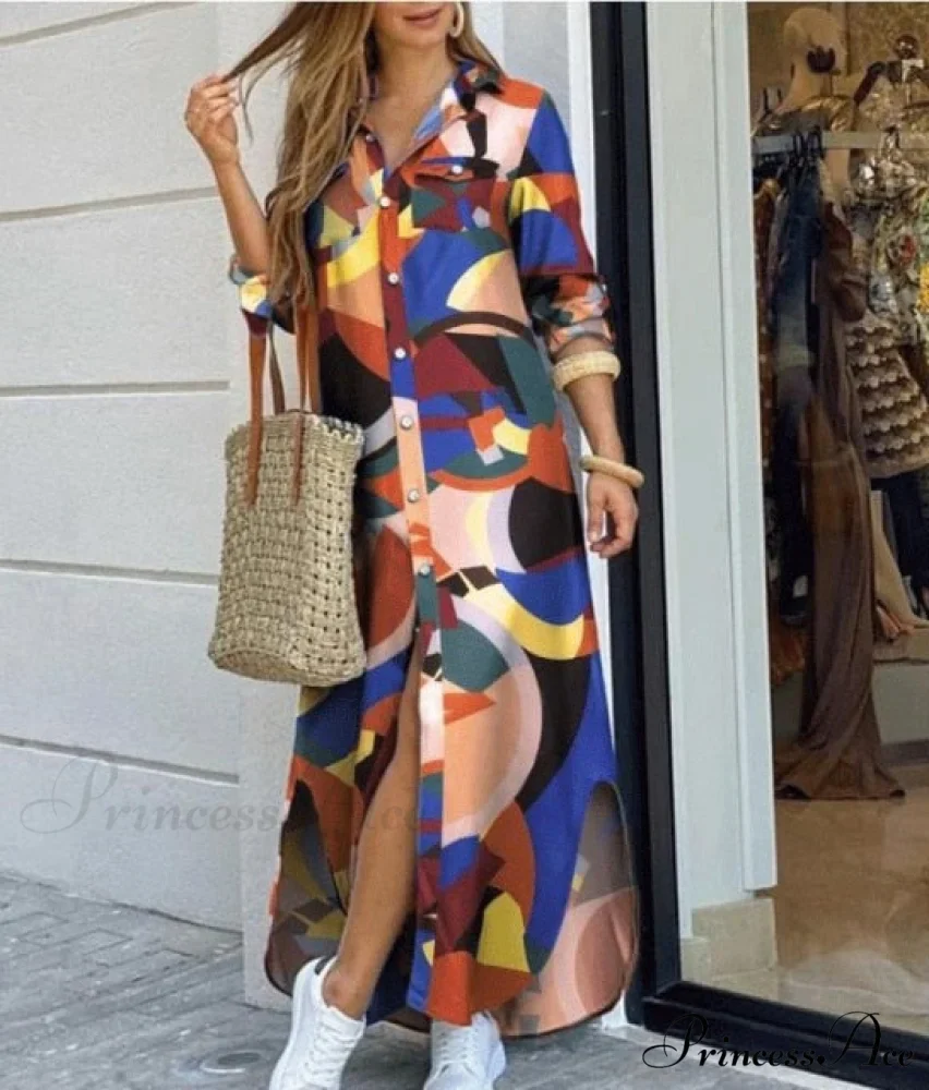 Long Sleeve Shirt Denim Long Dress - Image 2