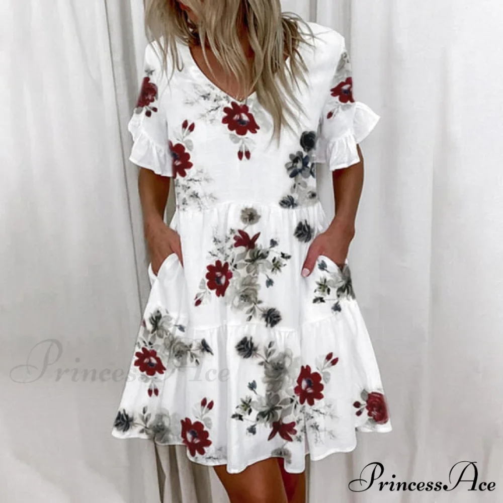 Short Sleeve Floral Print Dress - Image 5