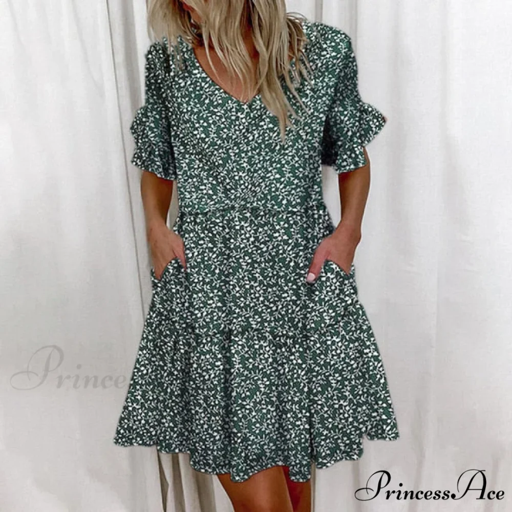 Short Sleeve Floral Print Dress - Image 6