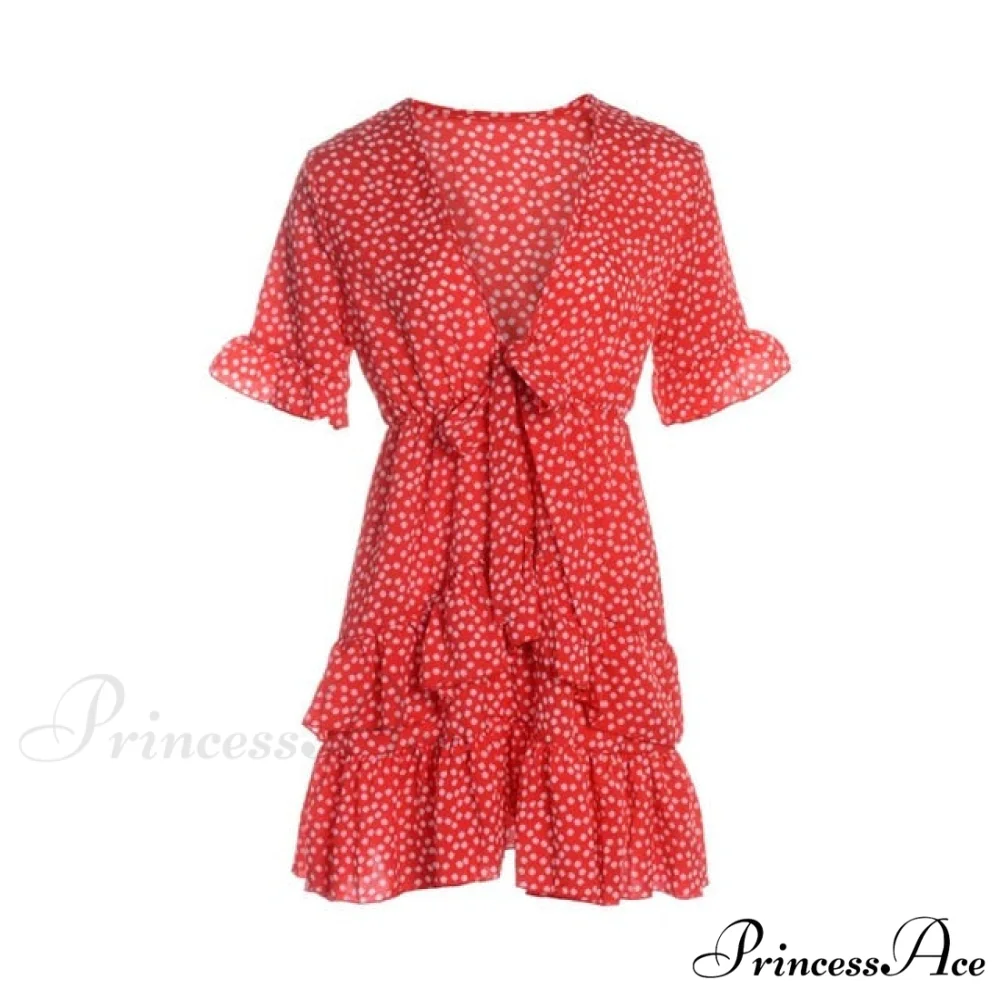 Boho Floral Ruffle Short Mini Dress - Image 10