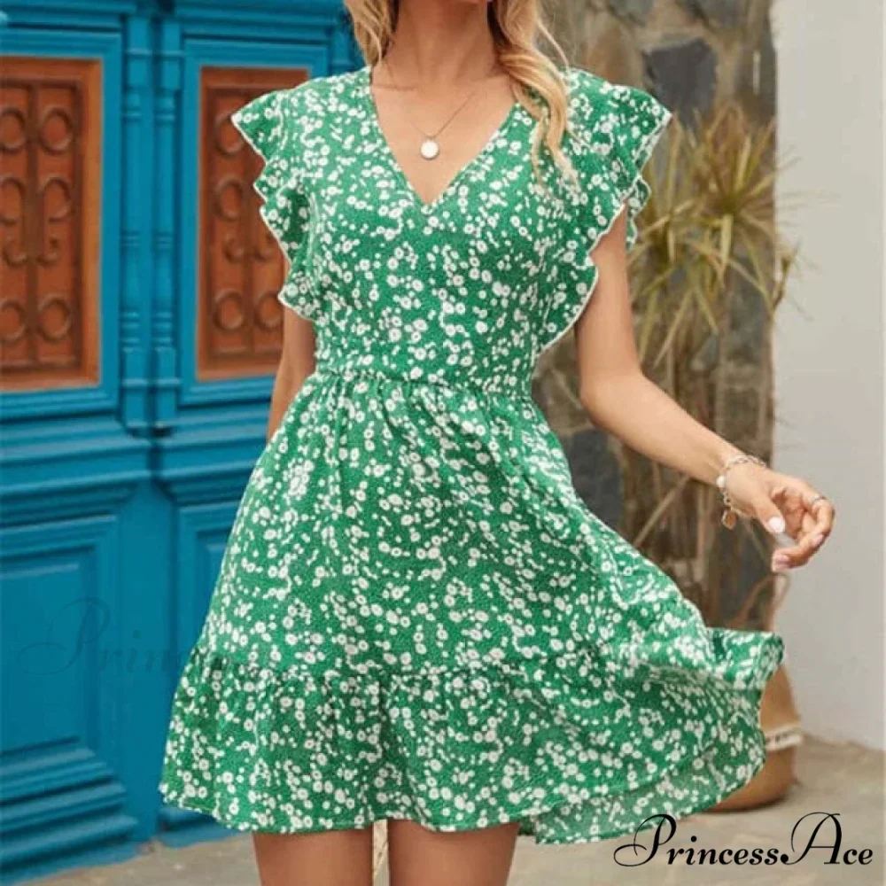 Boho Floral Ruffle Short Mini Dress - Image 12