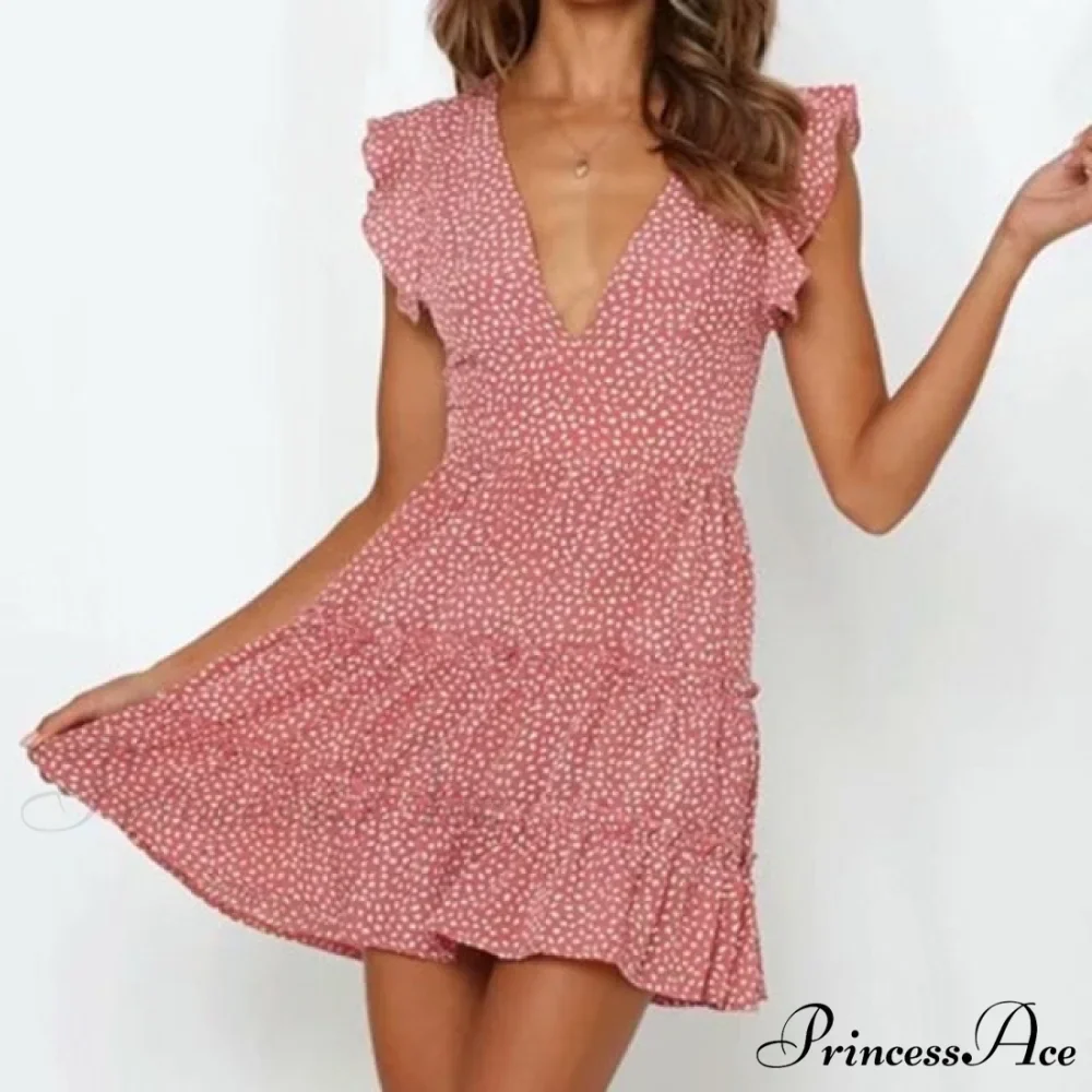 Boho Floral Ruffle Short Mini Dress - Image 13