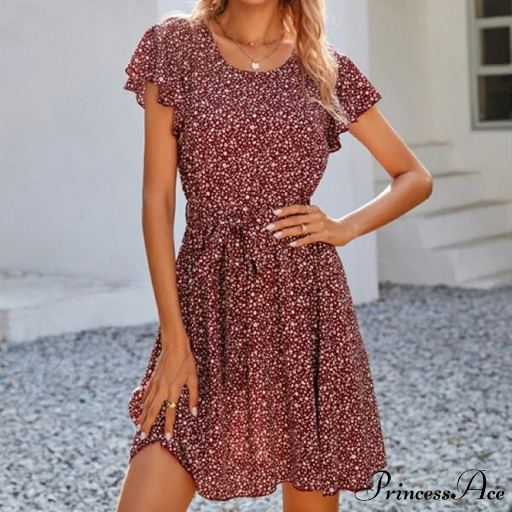 Boho Floral Ruffle Short Mini Dress - Image 21