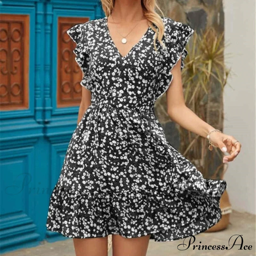 Boho Floral Ruffle Short Mini Dress - Image 22