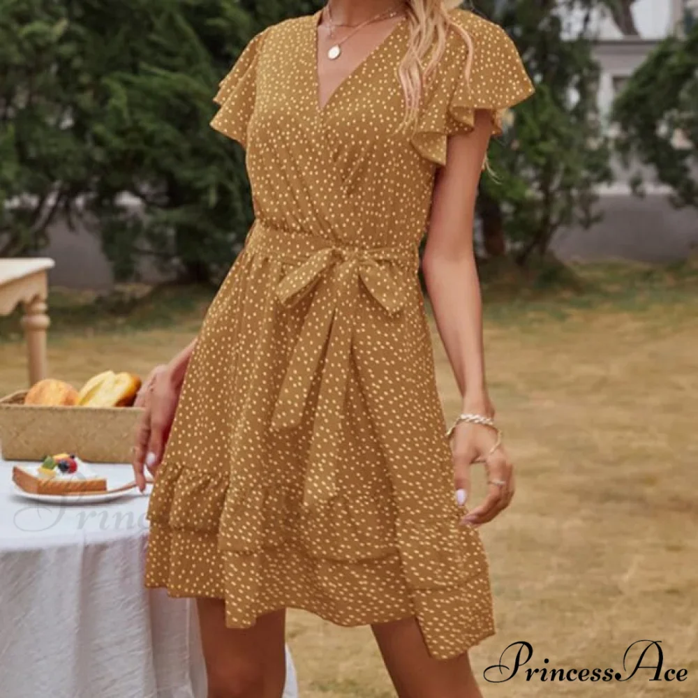 Boho Floral Ruffle Short Mini Dress - Image 3