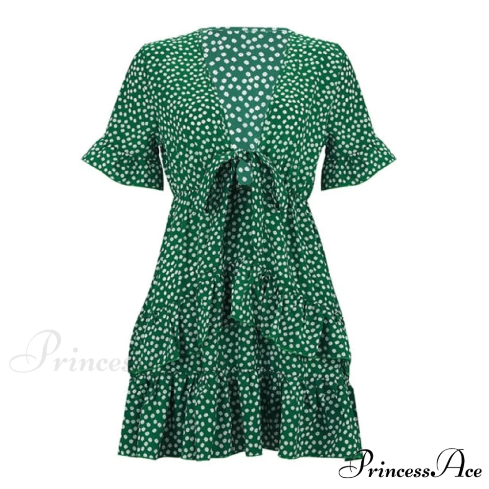 Boho Floral Ruffle Short Mini Dress - Image 5