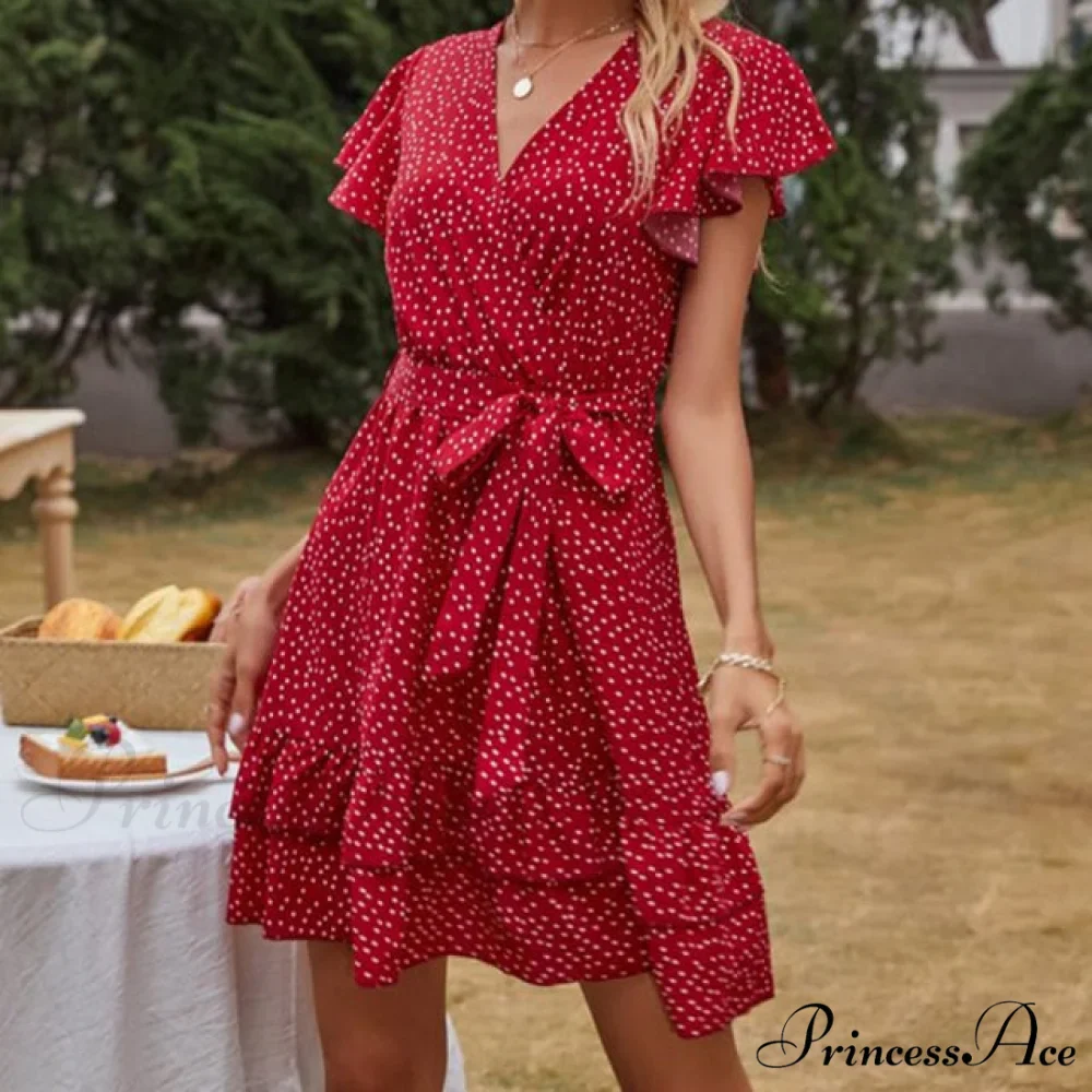 Boho Floral Ruffle Short Mini Dress - Image 7