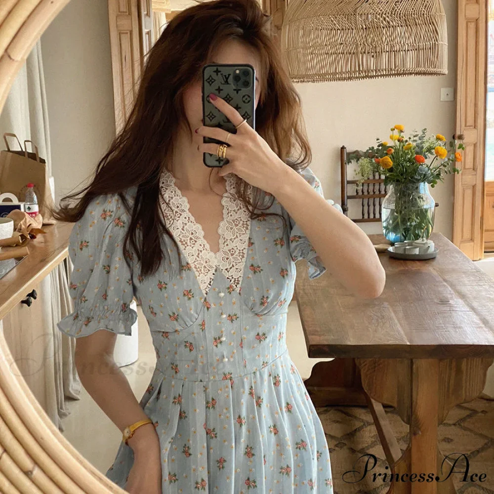Elegant Lace Chiffon Korean Party Dress - Image 2