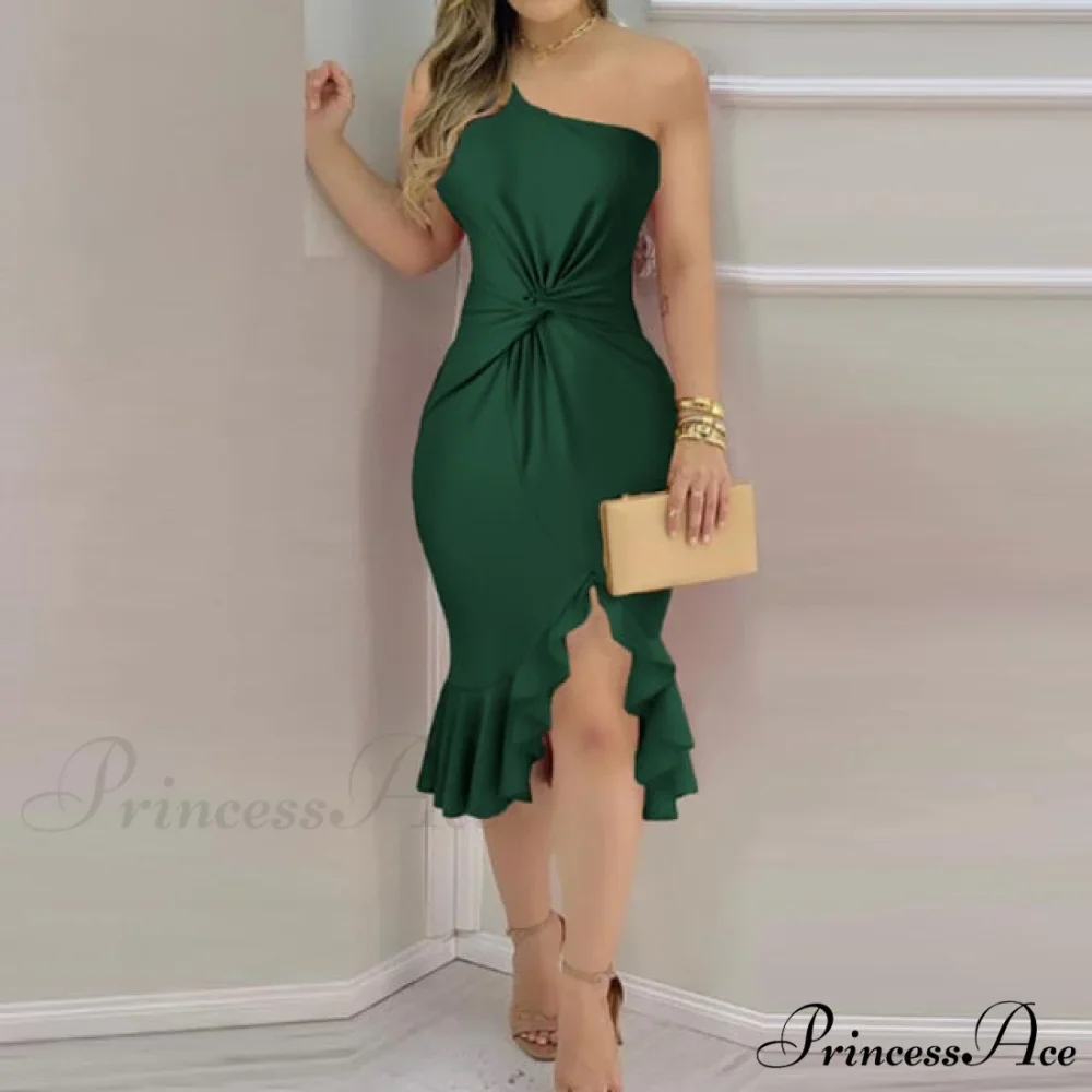 Elegant Solid Velvet Bodycon Party Dress - Image 4