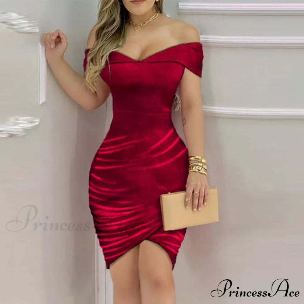 Elegant Solid Velvet Bodycon Party Dress - Image 7