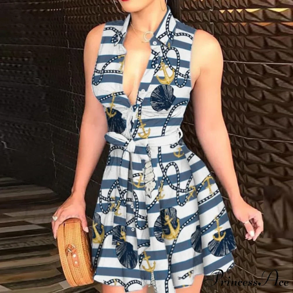 Women Chain Print Sleeveless Dress - Image 4