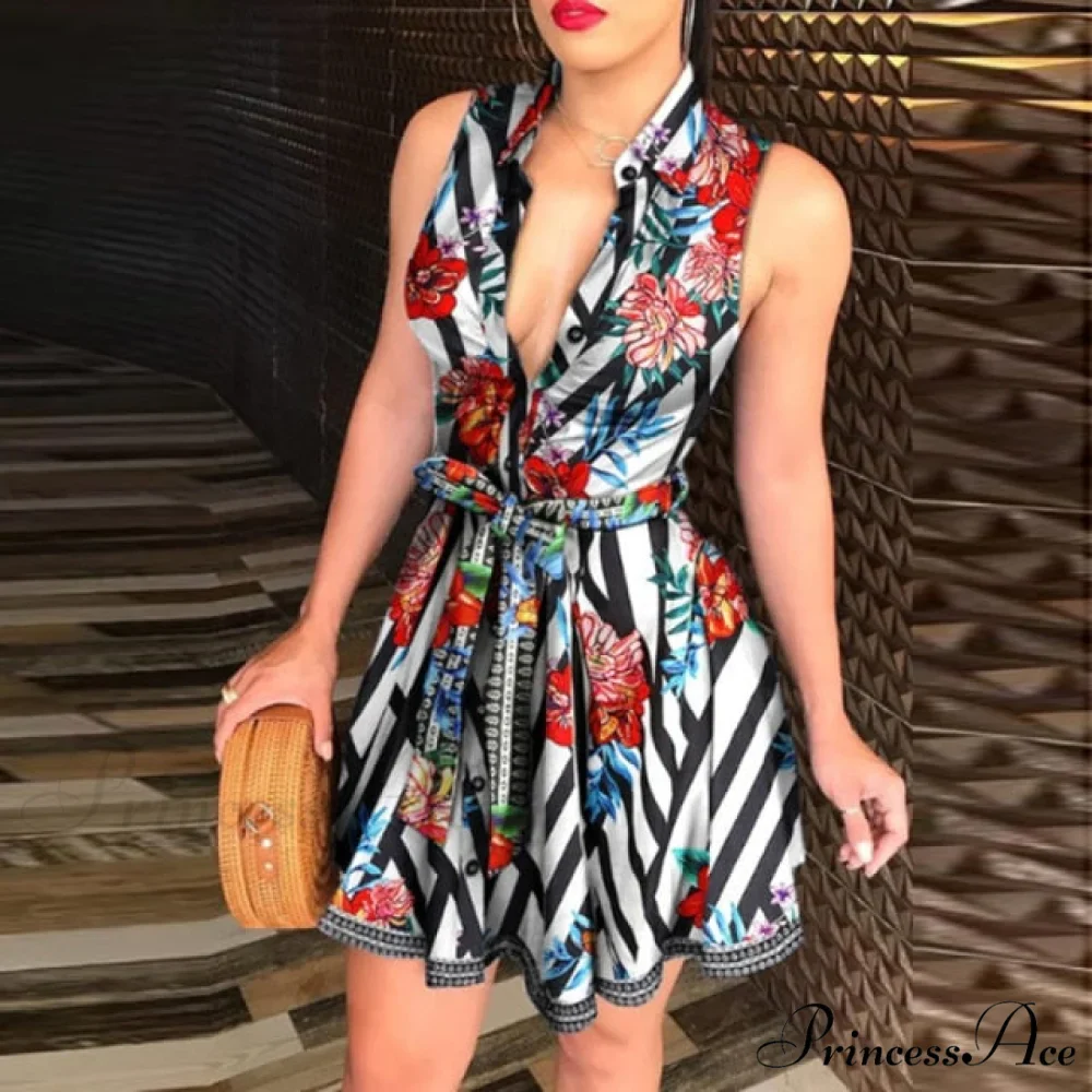 Women Chain Print Sleeveless Dress - Image 7