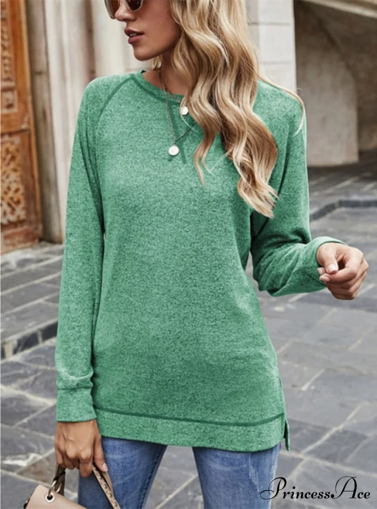 Solid Color Long Sleeve Tops Tee Shirts - Image 7