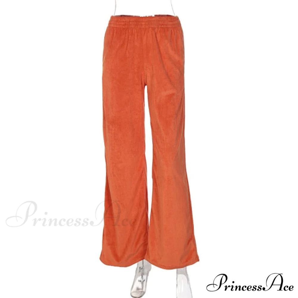 Solid Velvet Wide Leg Pants - Image 2