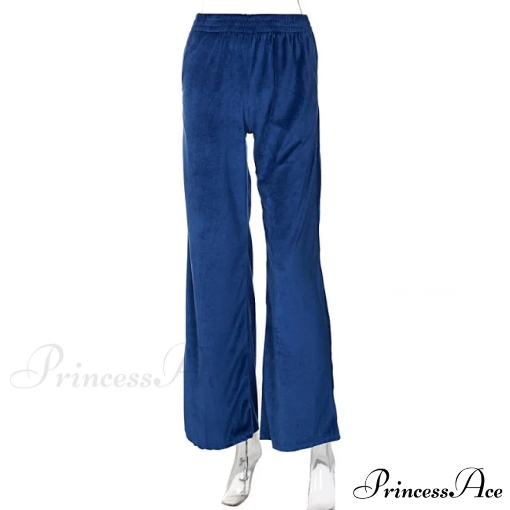 Solid Velvet Wide Leg Pants - Image 3