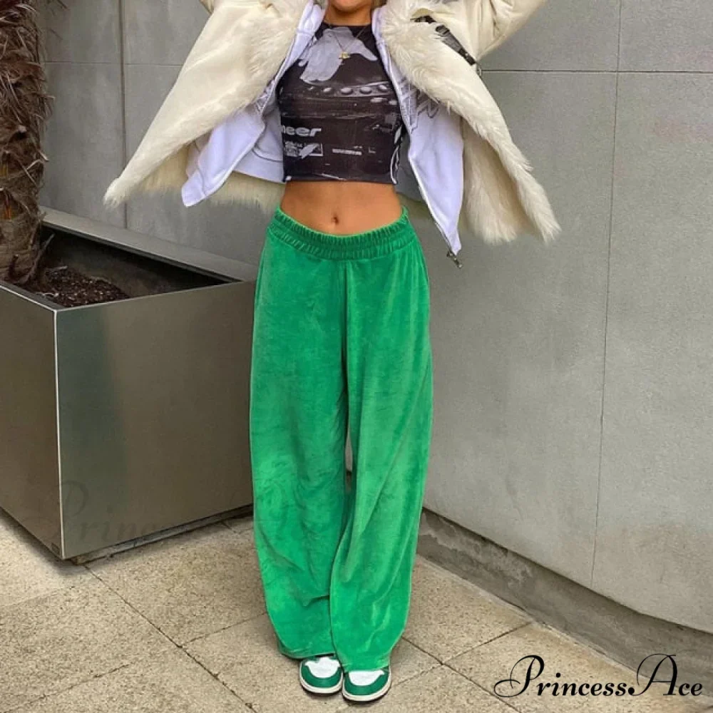 Solid Velvet Wide Leg Pants - Image 5