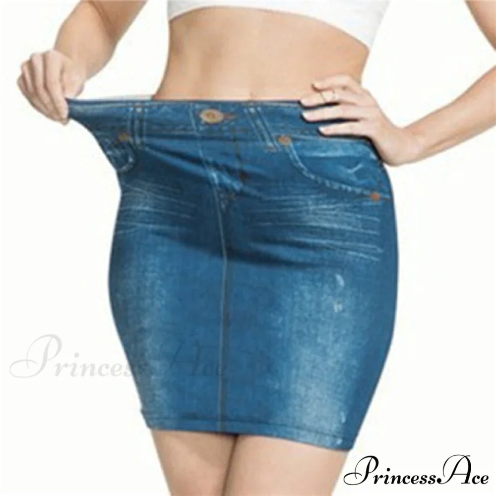 Trendy Retro Black Blue Hip Denim Skirt - Image 2