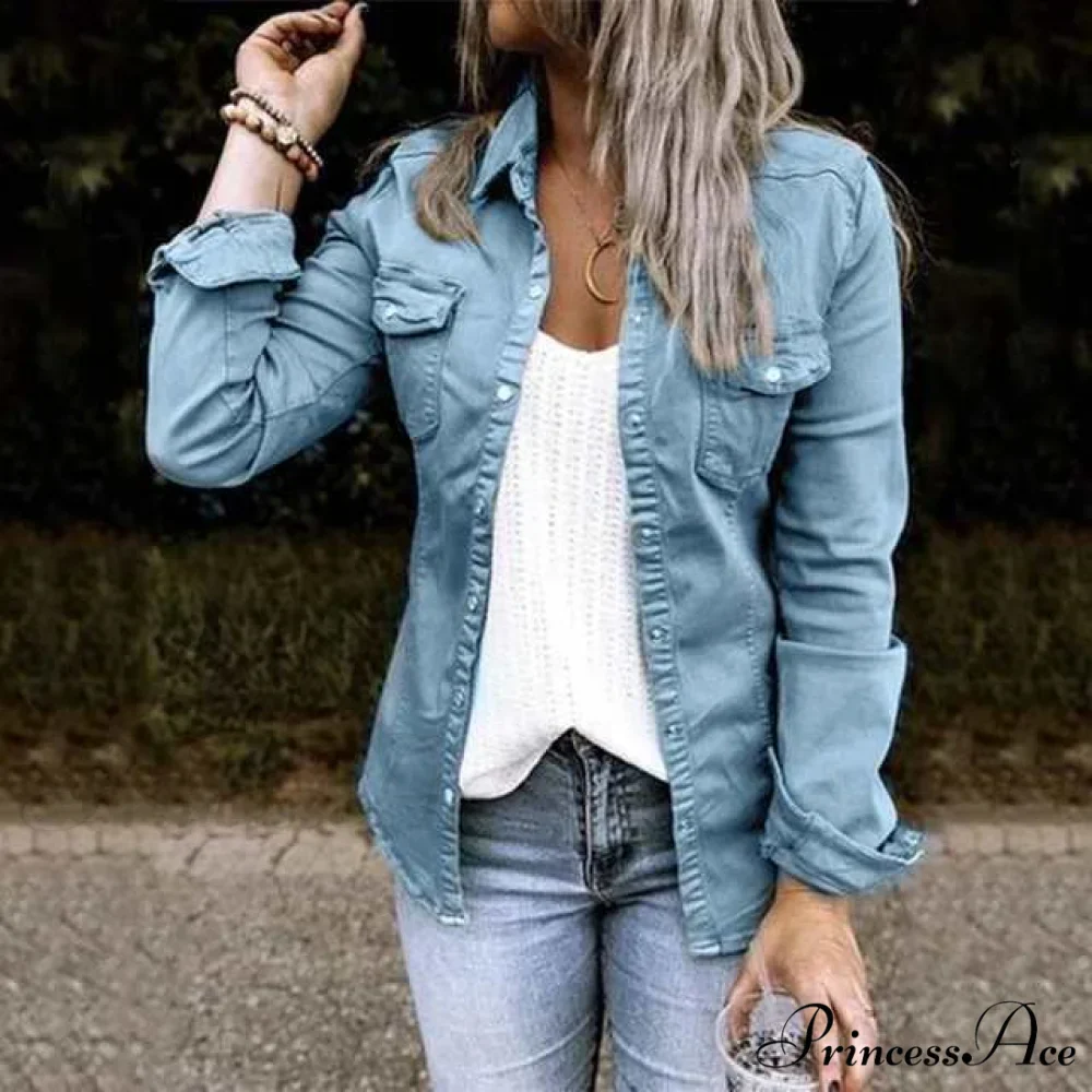 Thin Solid Denim Jacket - Image 4