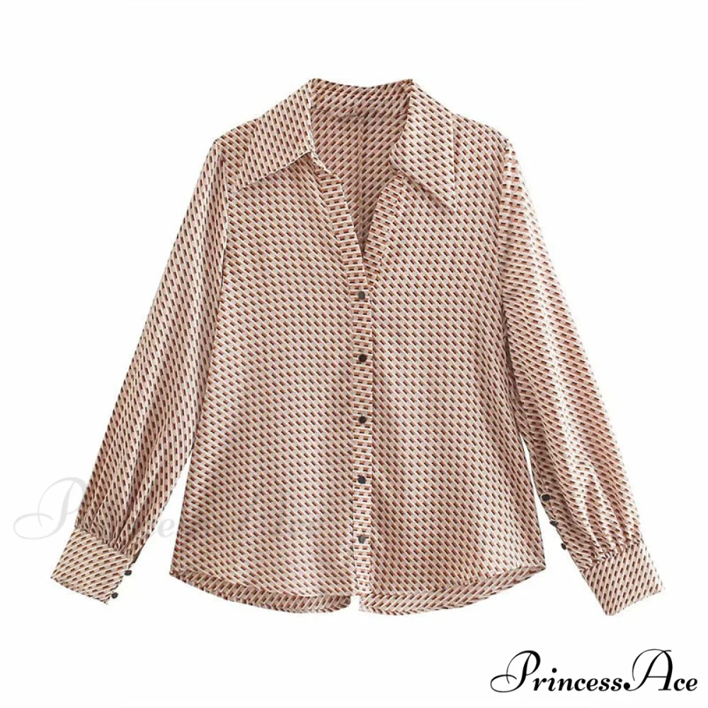 Fshion Woman Plaid Long Sleeve Blouse - Image 2
