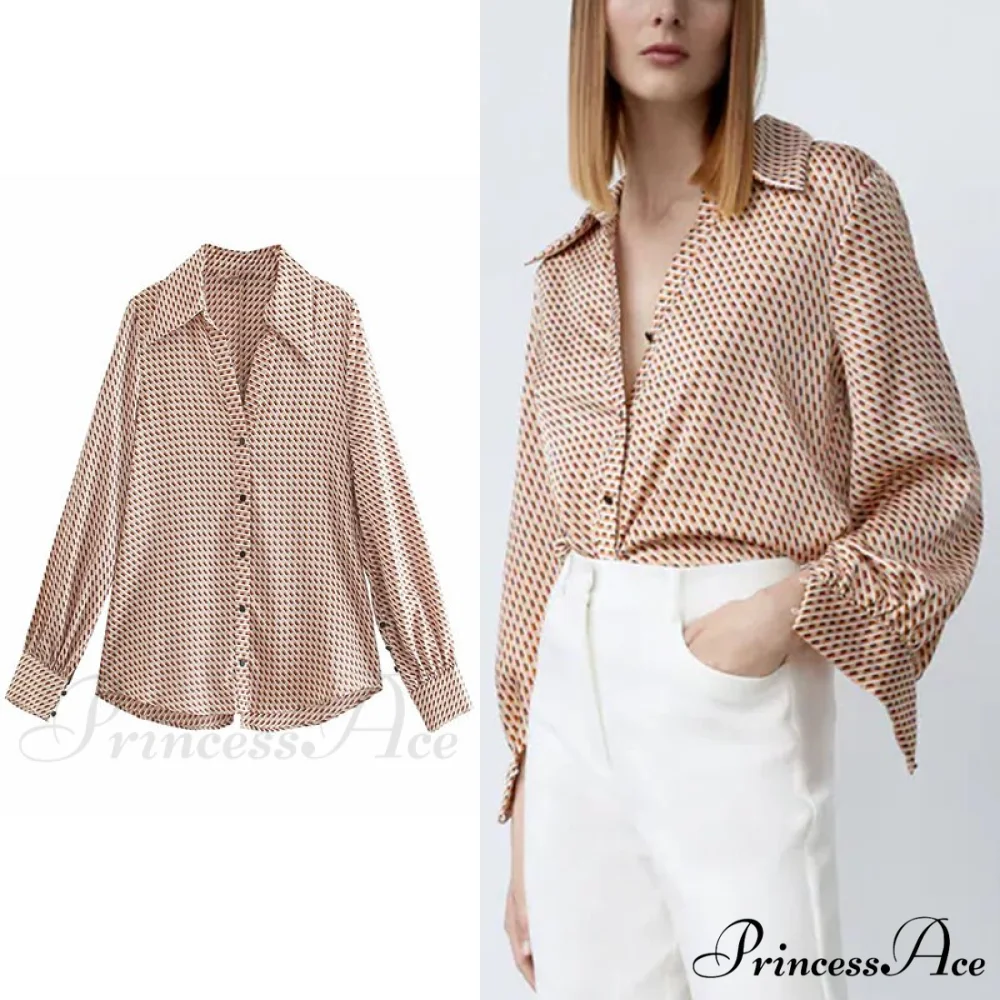 Fshion Woman Plaid Long Sleeve Blouse - Image 3