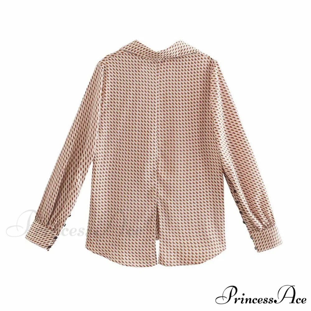 Fshion Woman Plaid Long Sleeve Blouse - Image 4