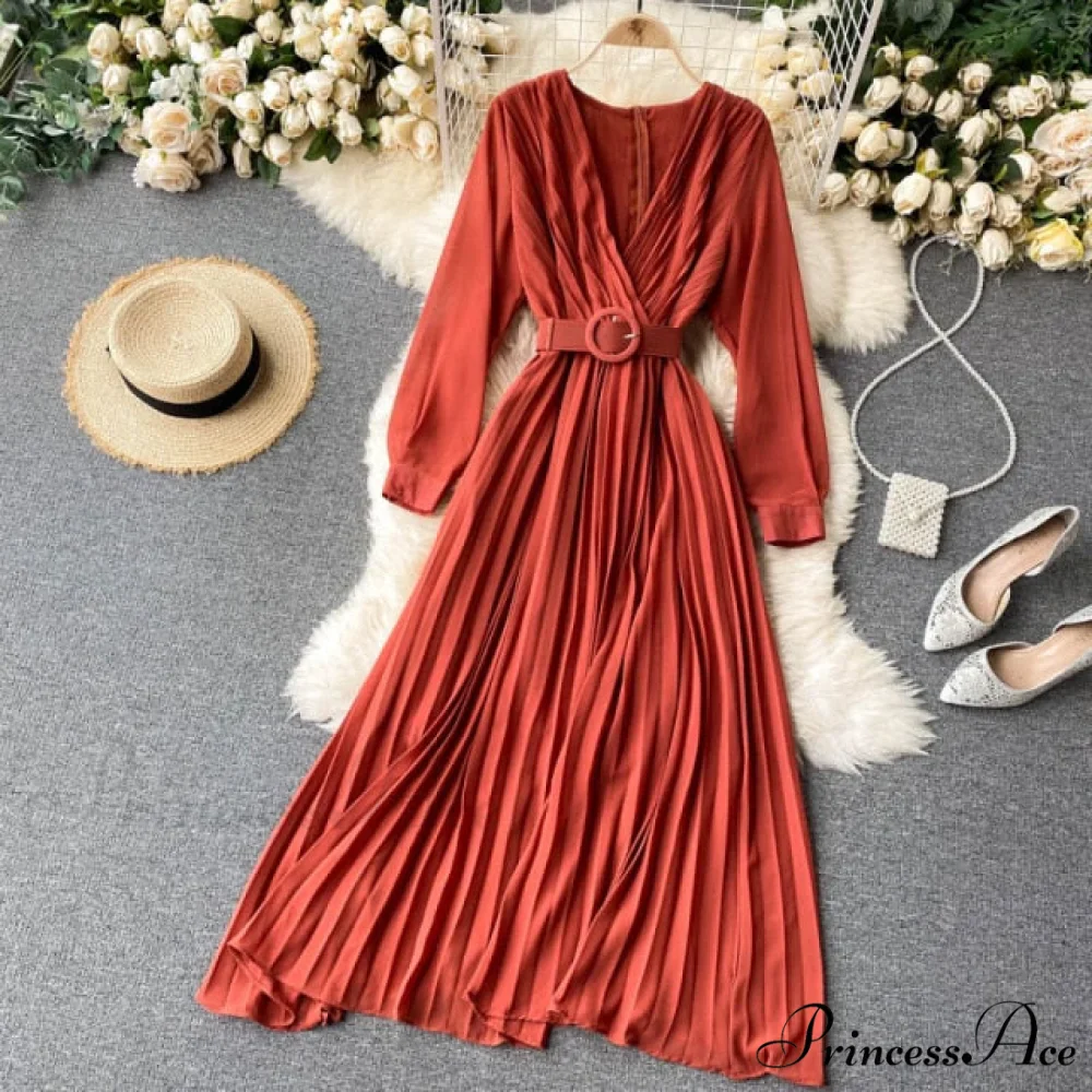 Solid Color Sexy Chiffon Pleated Dress - Image 4