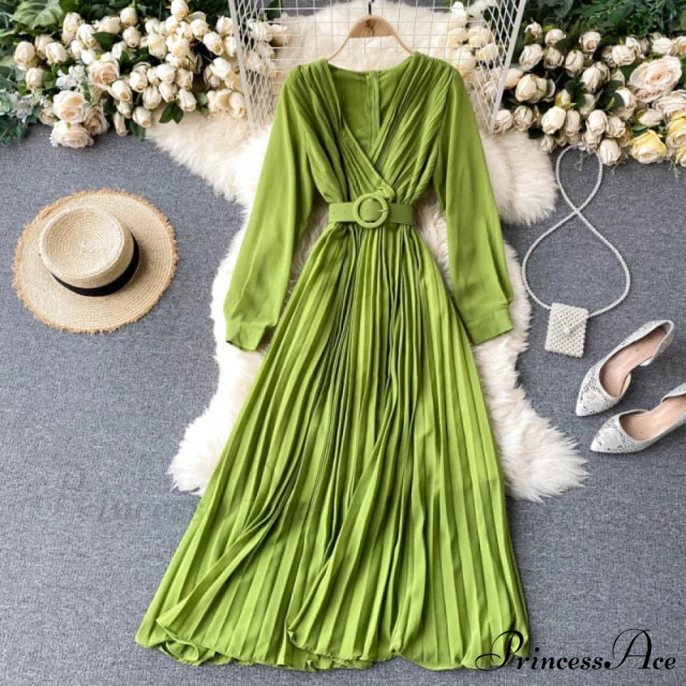 Solid Color Sexy Chiffon Pleated Dress - Image 7