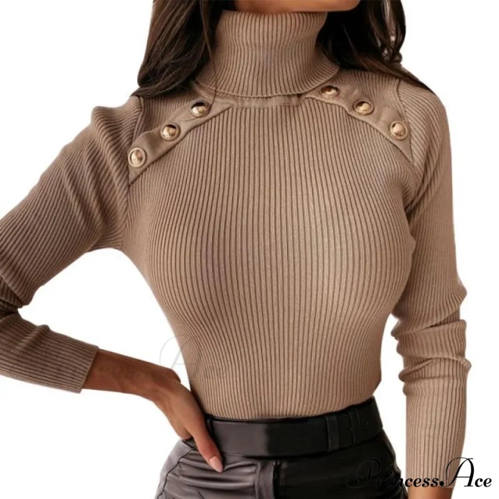 Woman Turtleneck Knitted Sweaters - Image 4