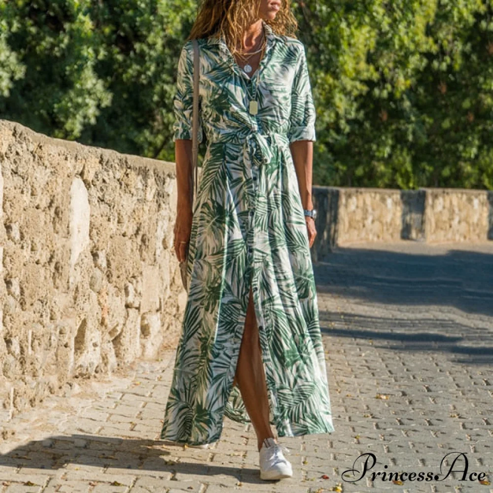 Women Chiffon Button Shirt Dress - Image 2