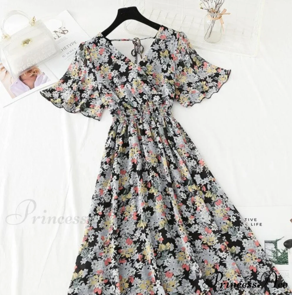 Short sleeve Chiffon Dress - Image 8