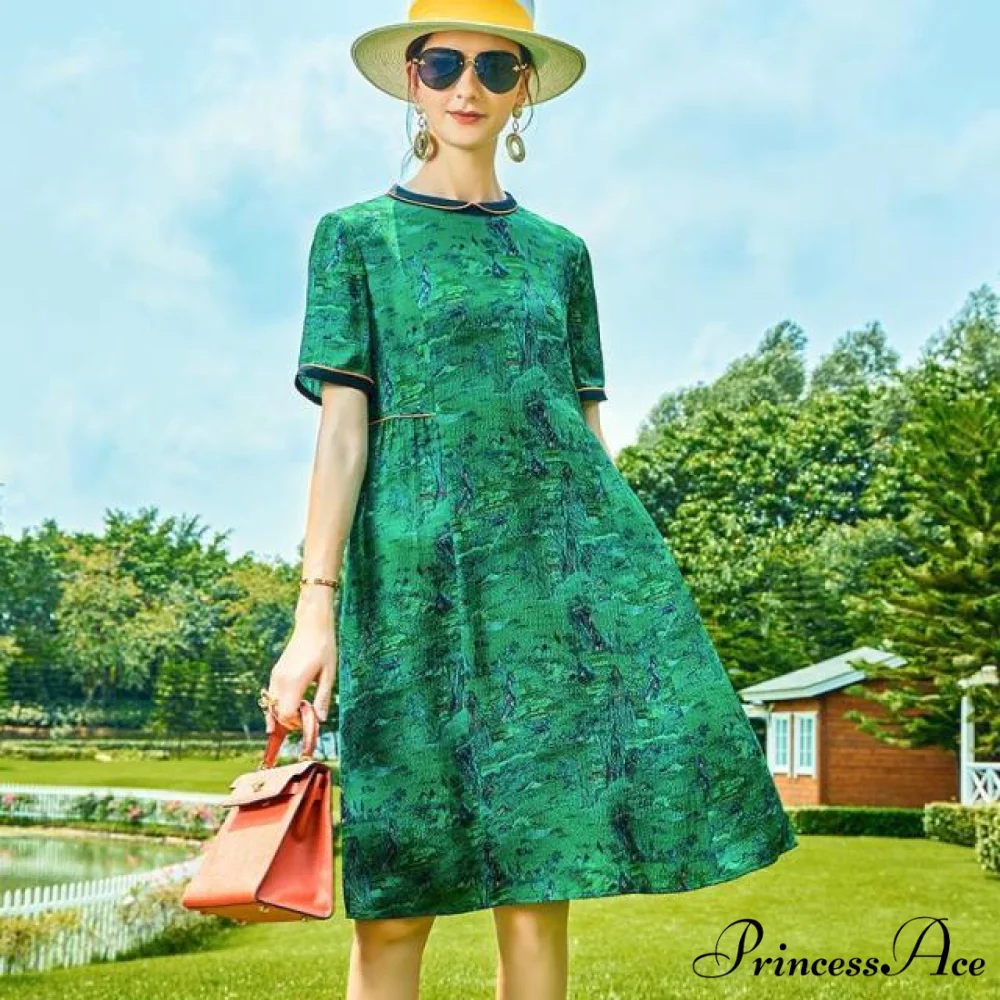 O neck Loose Printed Flowers Dress - Image 2