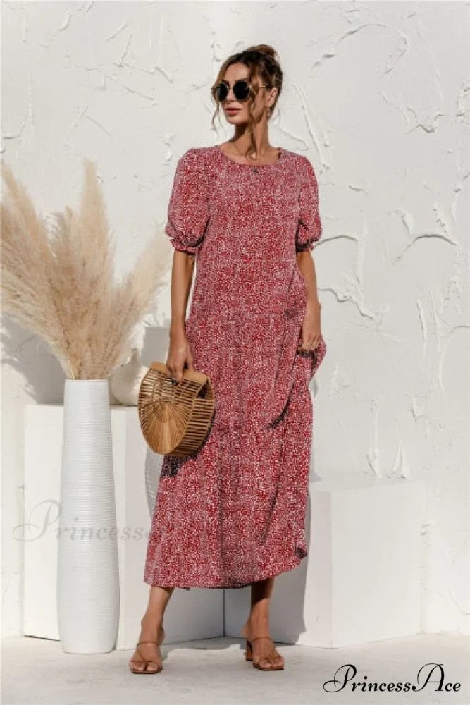 Polka Dot Plaid Print Robe Maxi Dress - Image 10