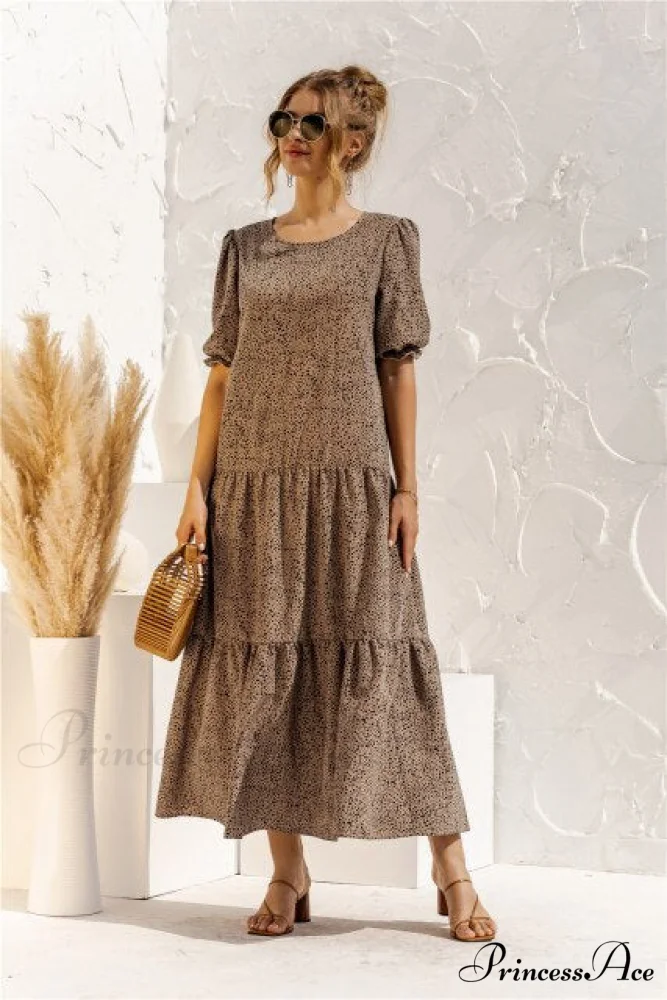 Polka Dot Plaid Print Robe Maxi Dress - Image 2