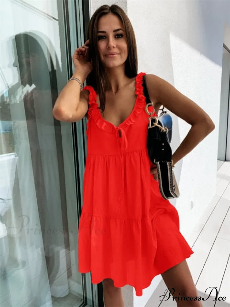 Ruffle Stitching A-Line Pullover Dress - Image 4