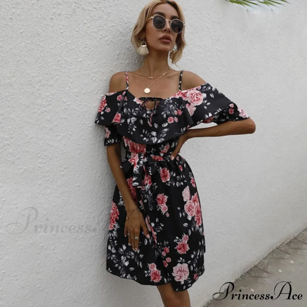 Sexy Spaghetti Strap Floral Print Mini Dress - Image 3