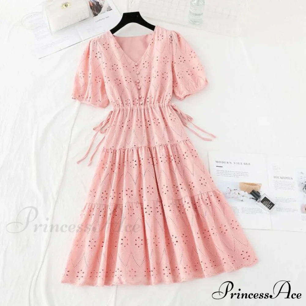 Casual V-neck Cotton Linen Long Dress - Image 2