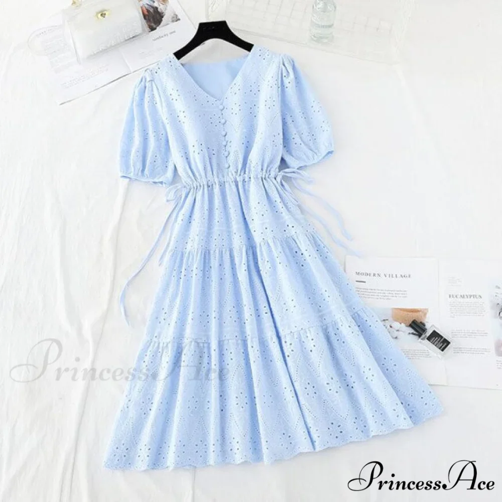 Casual V-neck Cotton Linen Long Dress - Image 3