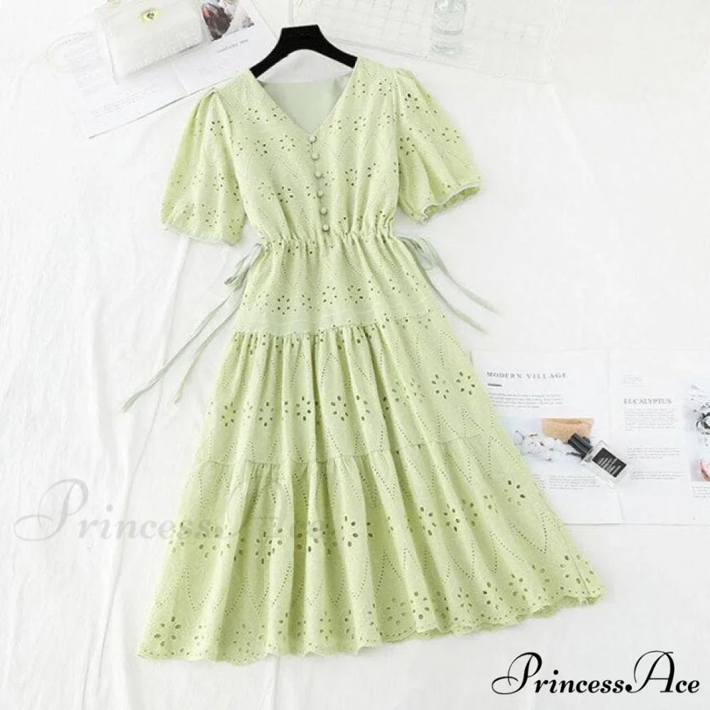 Casual V-neck Cotton Linen Long Dress - Image 5