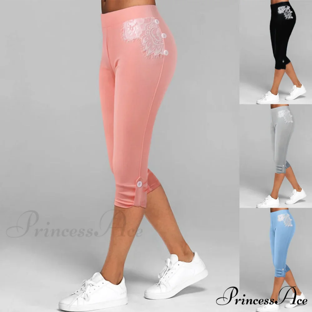 Streetwear Ladies Sportwear Lace Capris Yoga Pants - Image 2