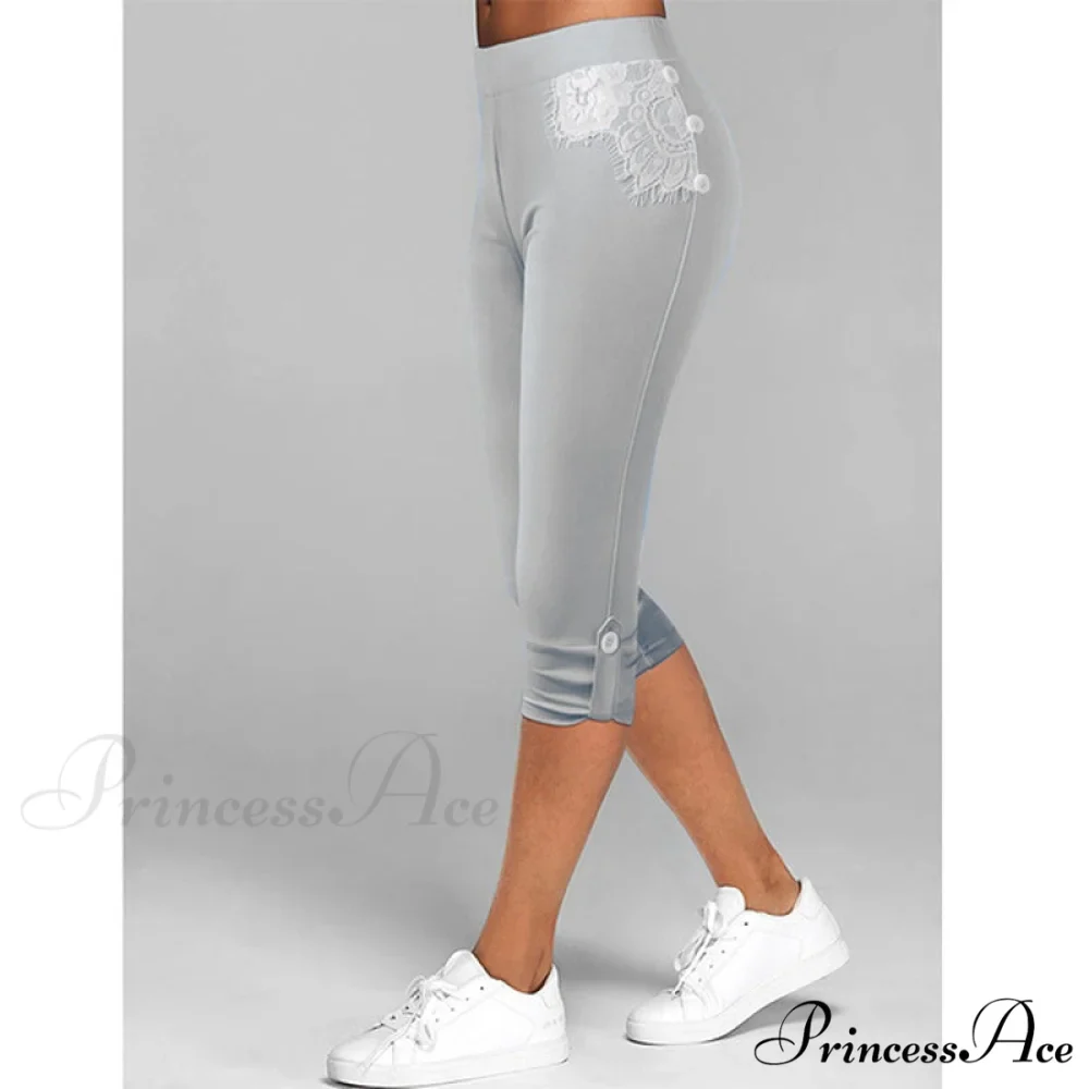 Streetwear Ladies Sportwear Lace Capris Yoga Pants - Image 3