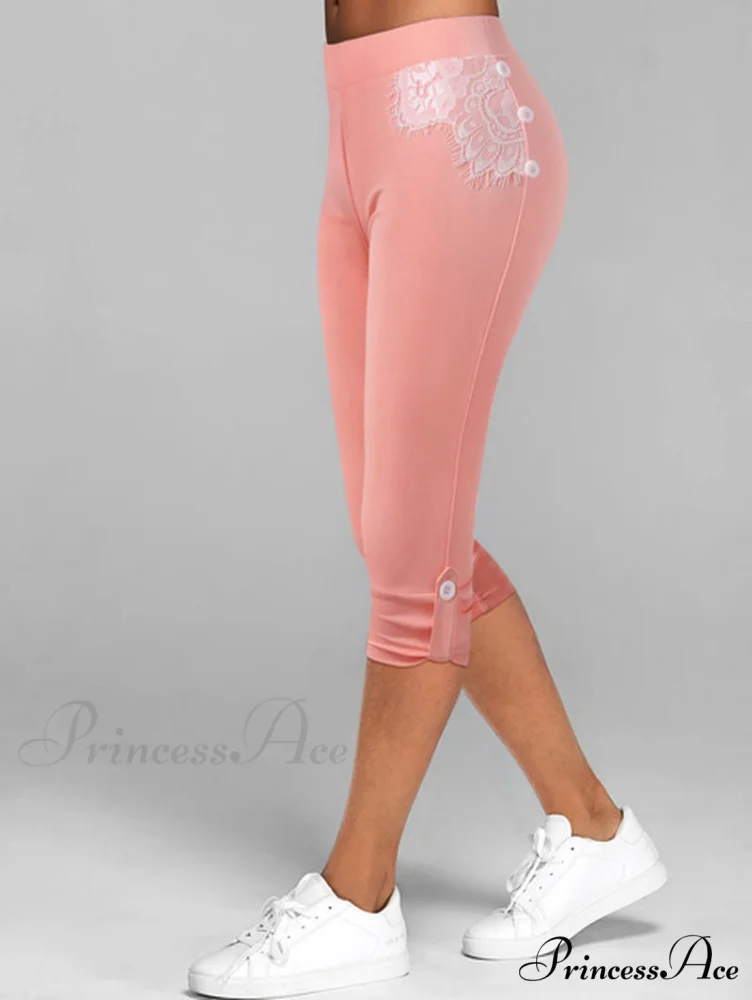 Streetwear Ladies Sportwear Lace Capris Yoga Pants - Image 5