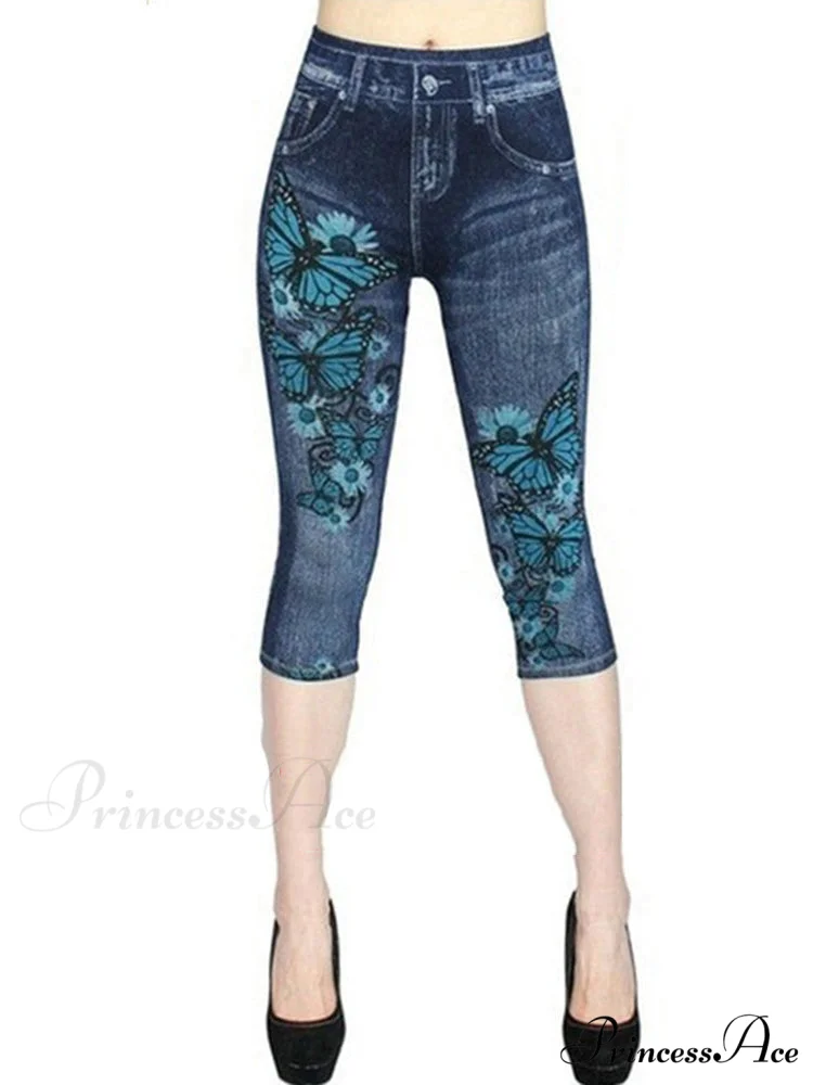 Push Up Flower Printed Capri Pants - Image 11