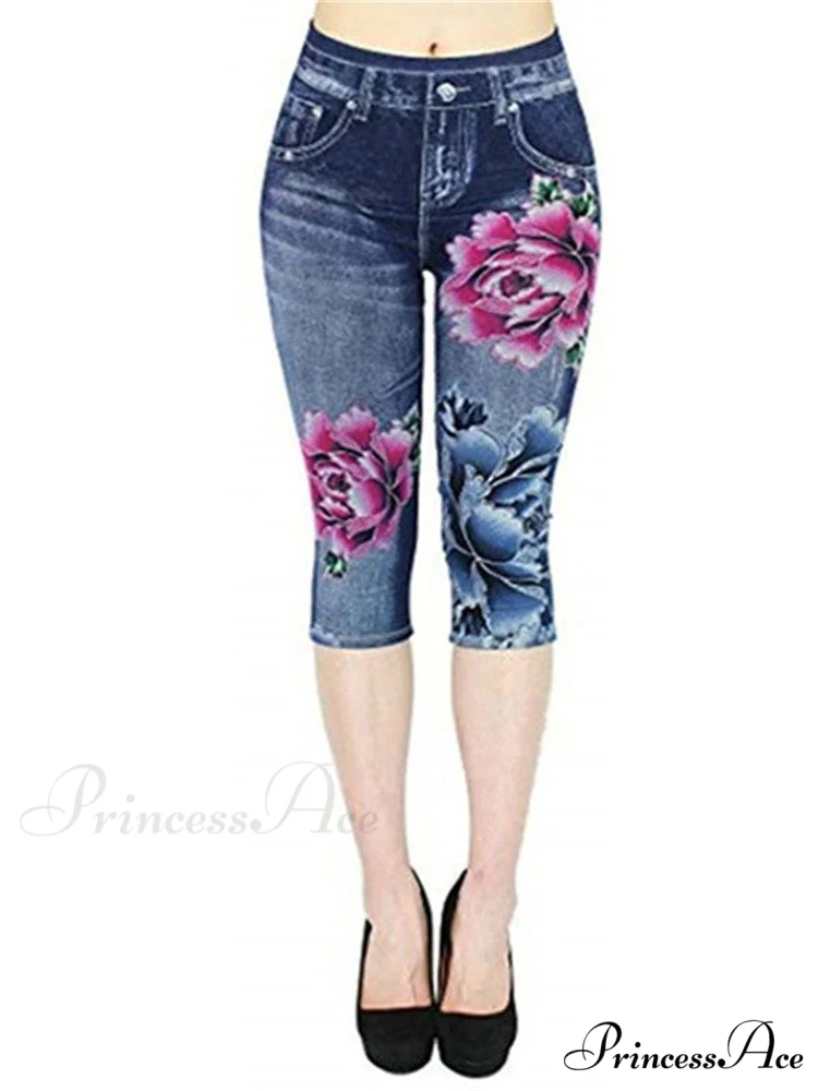 Push Up Flower Printed Capri Pants - Image 8