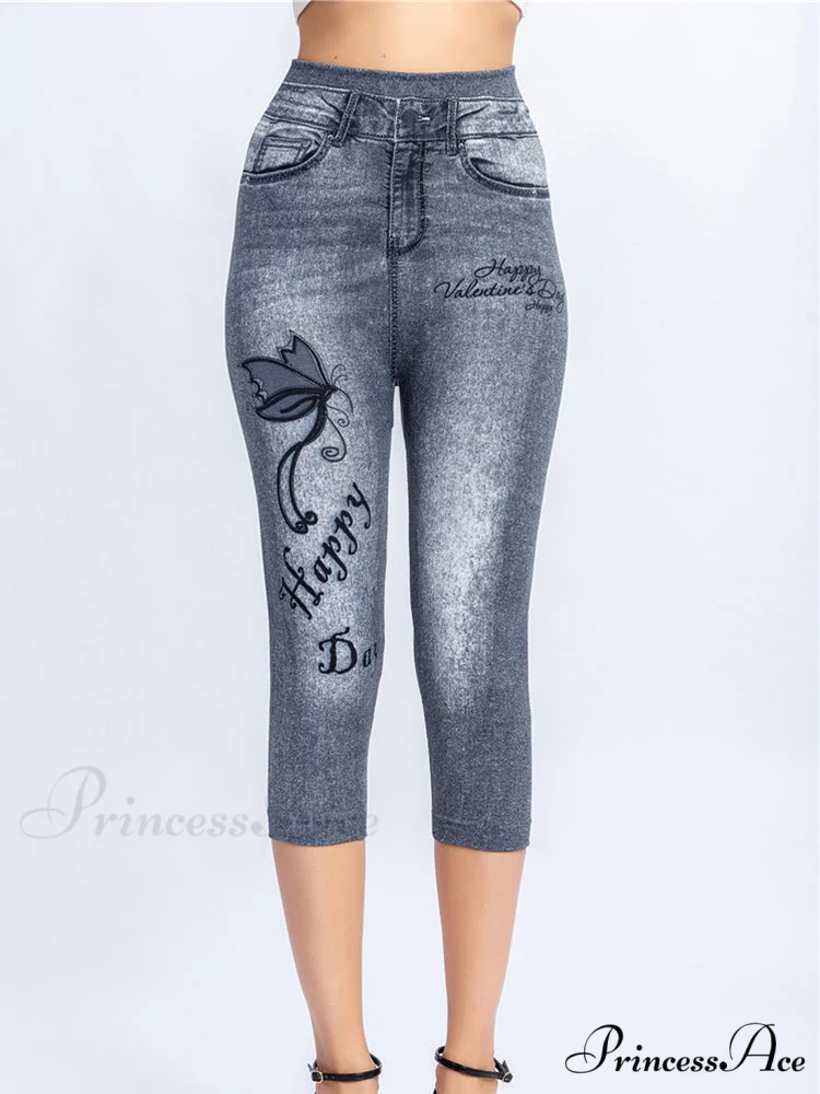 Push Up Flower Printed Capri Pants - Image 9